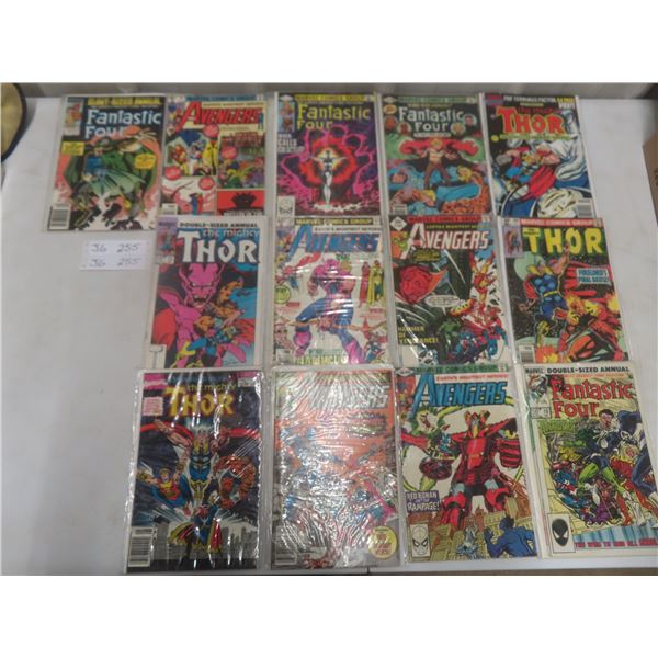 13 Comic Books: 4 Fantastic Four #19, #20, #14, #244 - Five Avengers #165, 189, 197, 198, 313 - The