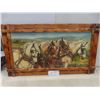 Image 1 : Well Done Wooden Framed Varethan Picture of 4 Horses 18.5" x 33"