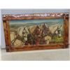 Image 6 : Well Done Wooden Framed Varethan Picture of 4 Horses 18.5" x 33"