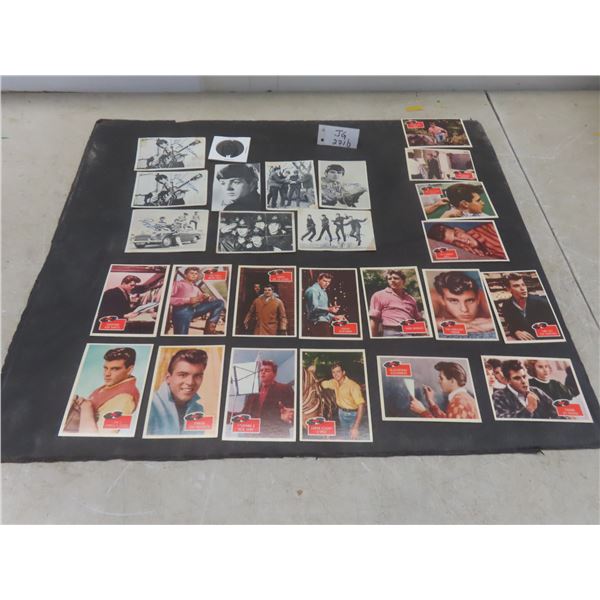 8 Vintage Beatles Cards Not in the Best Shape - A Plastic Pendant Which Has on the Back 'Beetle' -