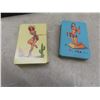 Image 2 : 2 Vintage Pin-Up Girl Playing Cards in a Case - Artist D'Amario - Set of Playing Cards with Jokes