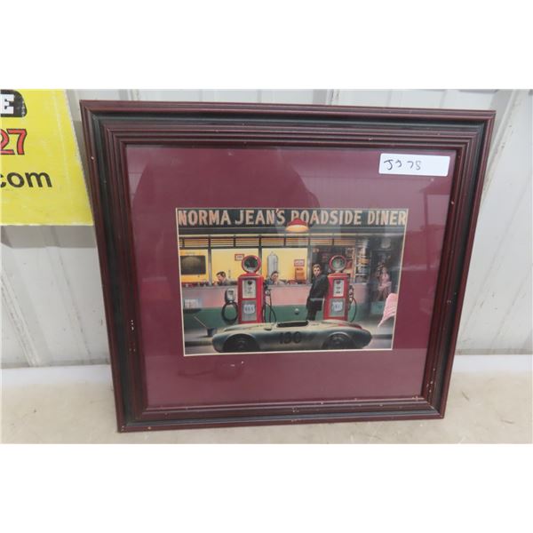 Framed "Road Side Diner" Picture 18" x 19-1/2"