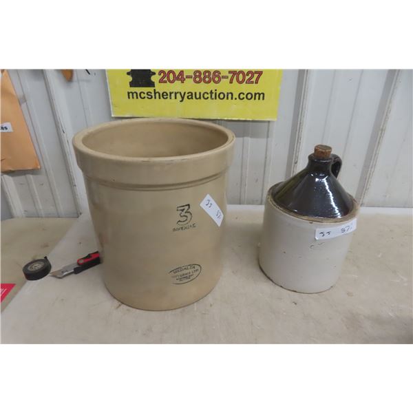 Medalta 3 Gallon Stoneware Crock & Jug