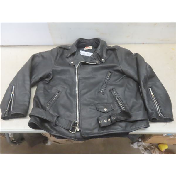 Mens Leather Jacket Sz 52 Regular