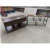Image 1 : Rustic & Metal Lift Up Coffee Table 21" x 40" x 22" & Matching Table/Shelf Unit 21" x 40" x 12" -