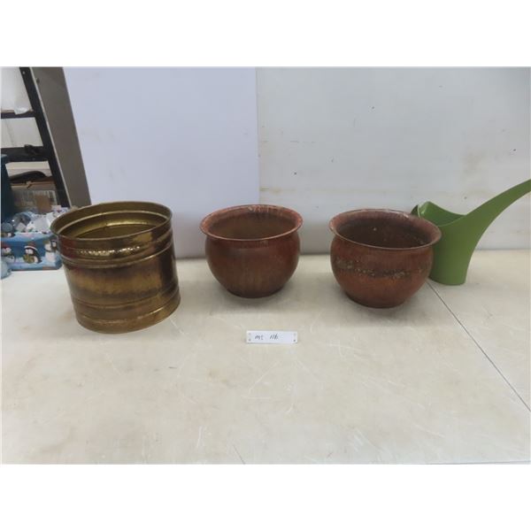 Brass Planter, 2 Metal Planters and More