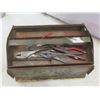 Image 12 : Metal Toolbox w/ Files, Pliers, Manual Hand Drill, Stapler, Hack Saw, Bug Sprayer w/ Glass Bottle