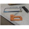 Image 4 : Metal Toolbox w/ Files, Pliers, Manual Hand Drill, Stapler, Hack Saw, Bug Sprayer w/ Glass Bottle