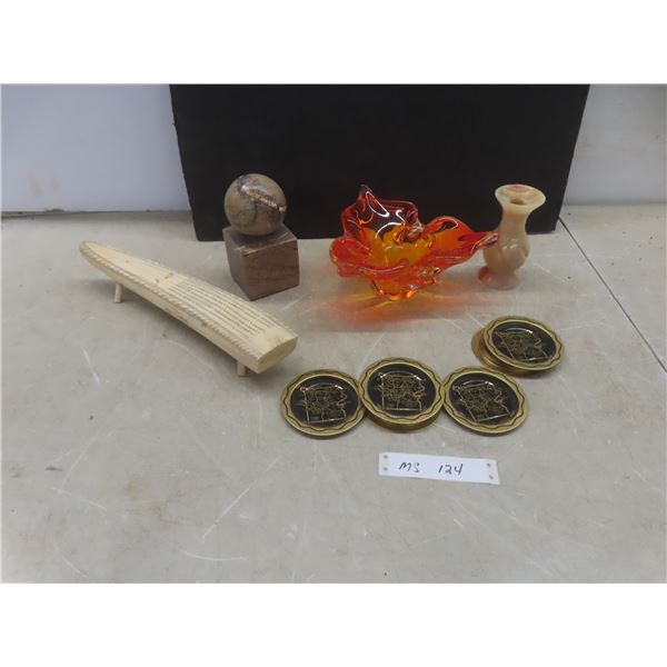 Unique Crib Board, Art Glass, Onyx 5" Candle Holder and More