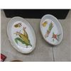 Image 7 : Covered Cheese Pottery Dish, Pickle Forks, 6 Spice Jars, Pyrex Mixing Bowl, 2 Evesham Fine Oven