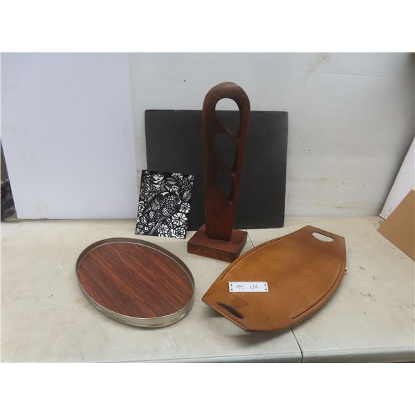 Wood Sculpture 22" Tall, 2 Trays