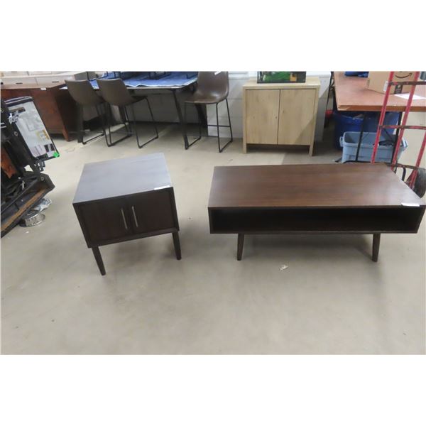 Ashley Kisper Mid-Century Coffee Table & End Table – Dark Brown – Like New