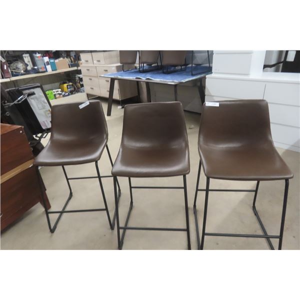 Ashley Centair Upholstered Bar Stools – Dark Brown – Set of 3