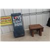 Image 1 : Wood Planter with Message, Stepper/Plant Stand