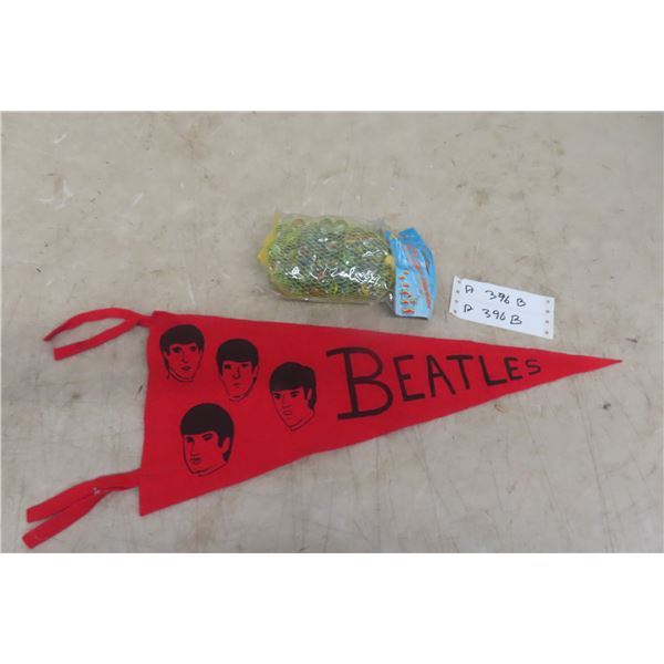 Vintage Beatles Pendent and Bag of Marbles