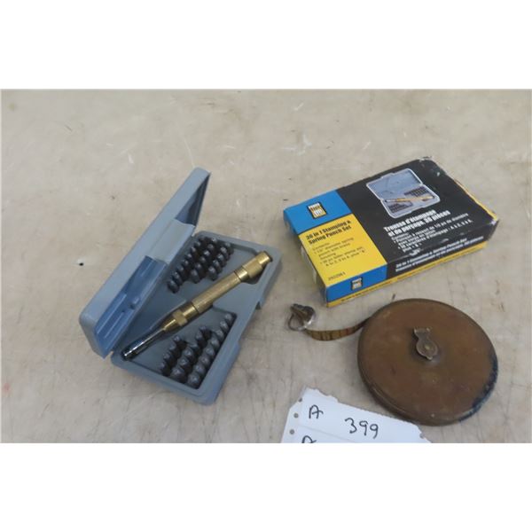 36-in-1 Stamping & Spring Punch Set & Antique Tape Measure