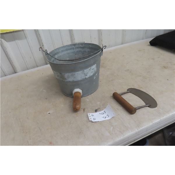 Calf Milk Feed Pail and Hide Scraper