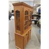 Image 2 : Oak China Cabinet Lights Up 2 Piece 72" x 40" x 17-1/2"
