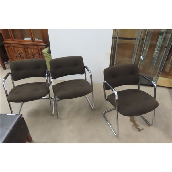 3 Waiting Room Chrome Frame Chairs