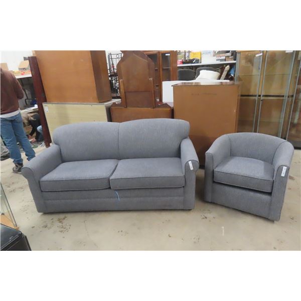 Couch/Hide-a-Bed & Matching Swivel Armchair 72" Wide