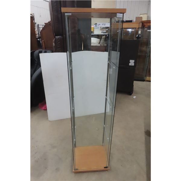 Glass Display Case, Missing Shelf, No Shelves 61" x 17" x 14"