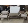 Image 1 : 2 Sunroom Chairs & Coffee Table 18" x 22" x 40"