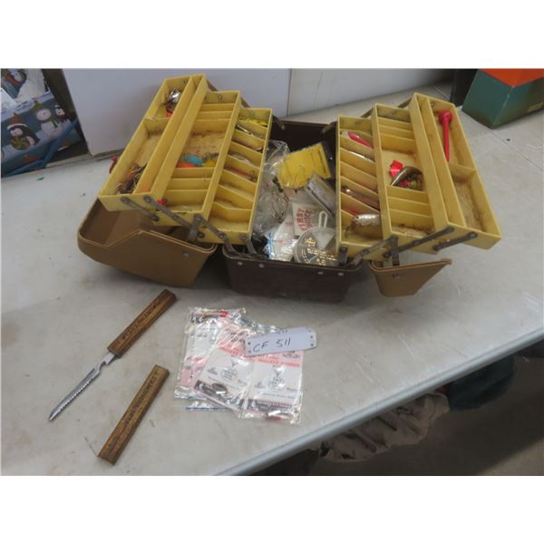 Tackle Box with Fishing Gear: Wadlage Spinner, Lures, Weights, Pickerel Rigs and More
