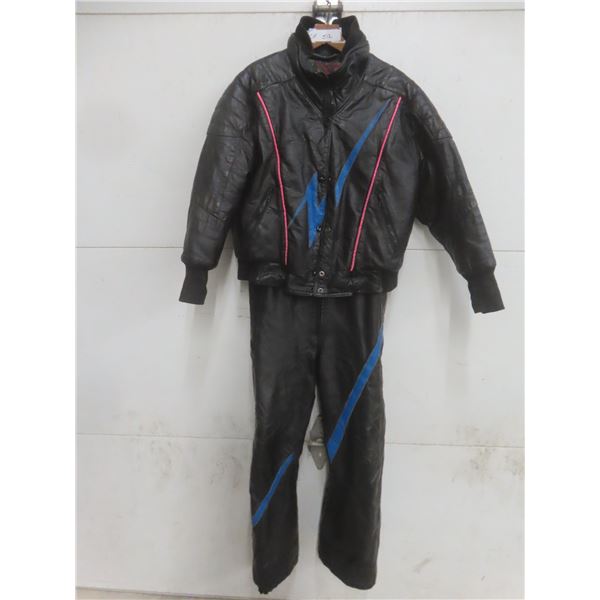 2 Piece Choko Leather Style Snowmobile Suit Size Small
