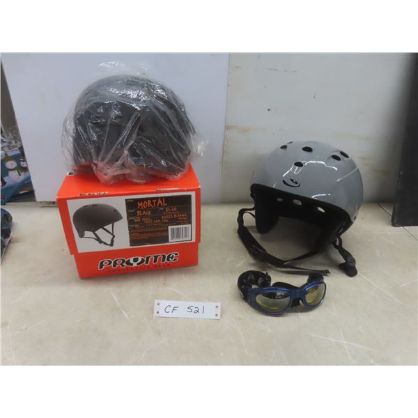 2 BMX Bicycle Helmets & Goggles