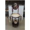 Image 1 : Vintage Victorian Style Wash Stand with Barley Twist Legs, Swivel Mirror, Towel Rack, Candle Holder,