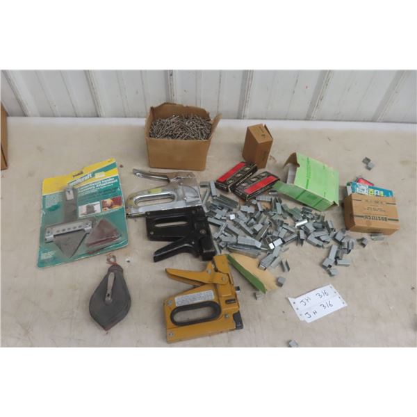 Staplers, Staples, Chalk Line, Nails, Sander Attachments