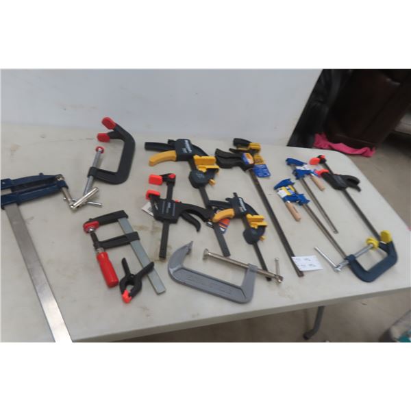 13 Clamps: Quick, Wood, C & Spring Most Seem Brand New