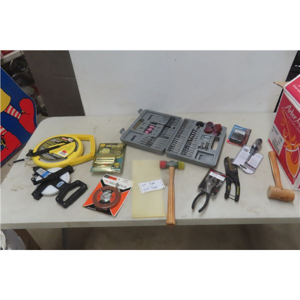 Tape Measure 200', 100', 25', Screwbit Set, Pliers, Frames, Multimeter