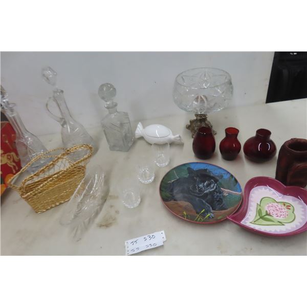 Crystal Decanter, Bowl, Vase +