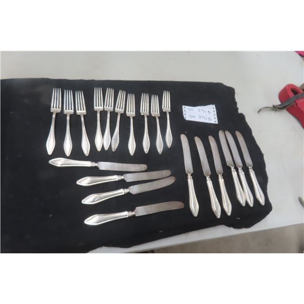 10 Forks Marked 925 & 10 Knife No Marks Matching Set