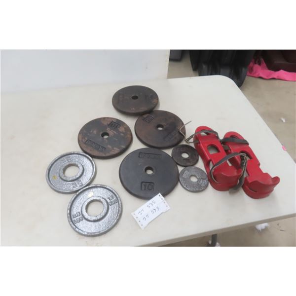 York Steel Weights: 4x 10 lb, 2x 1-1/4 lb, 2x 2-1/2 lb & Pair of Ankle Weights in Lake Swimming