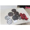 Image 1 : York Steel Weights: 4x 10 lb, 2x 1-1/4 lb, 2x 2-1/2 lb & Pair of Ankle Weights in Lake Swimming
