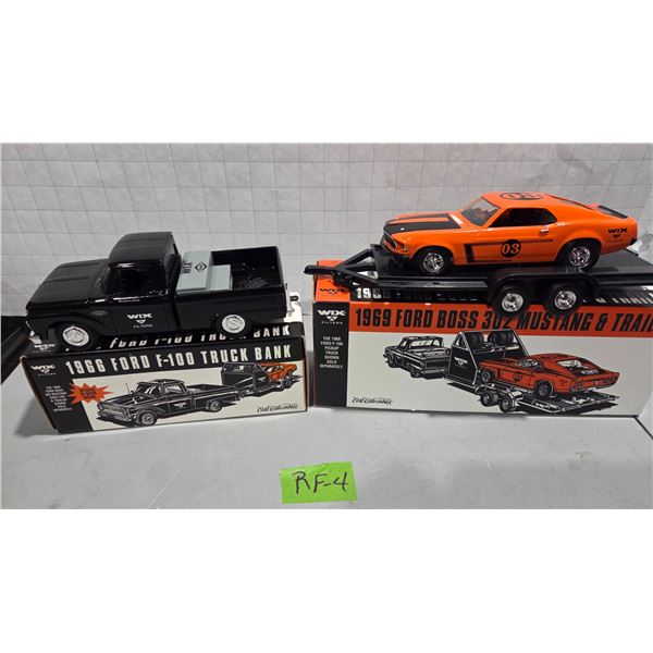 Wix 1966 Ford F100 Bank, 1969 Ford Mustang Boss 302, and Trailer – 1/25th Scale