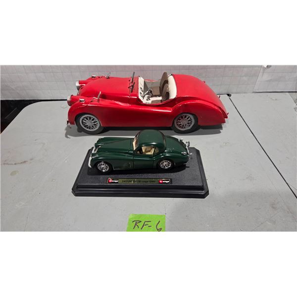 Vintage 15" Tin Metal Jaguar Convertible and Bburago 1948 Jaguar XK 120 Coupe – 1/25th Scale