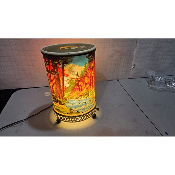 Decorative Electric Rotating Lamp – Forest Fire and Running Creek, 11" High x 7" Wide