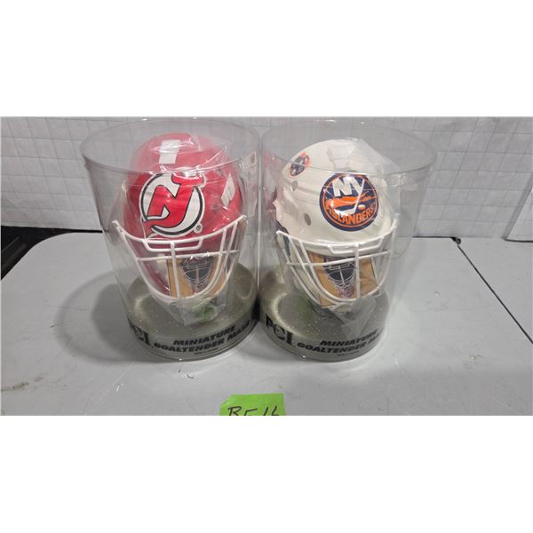 2 Miniature 7" Goaltender Masks – NJ Devils and NY Islanders