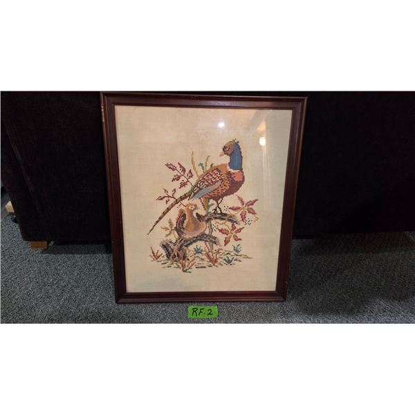 Framed 24" x 28" Canvas Cross Stitch Picture – 1952 T. Eaton Co.