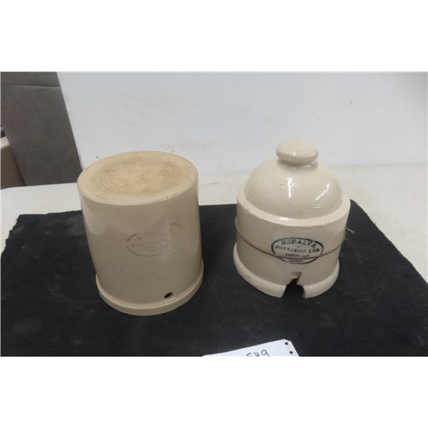 2 Stoneware Crocks - 1 w/ Chip