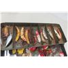 Image 2 : Old Metal Fishing Tackle Box 3/4 Full of Tackle