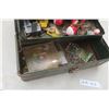 Image 4 : Old Metal Fishing Tackle Box 3/4 Full of Tackle