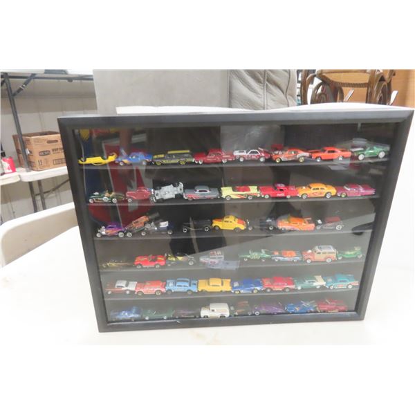 Hot Wheels Die Cast 1/64 Scale in Wall Mount Display Cars – Approx 50