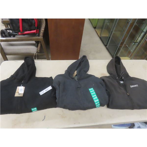 3 Zippered Hoodies (2 w/ Tags Sz XL, and Carhartt Med.)