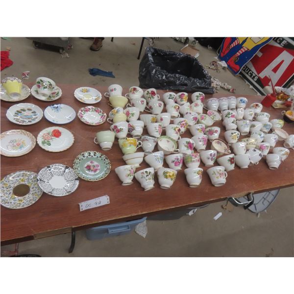 China Teacups – 70+ Cups and 11 Saucers, Mismatched Patterns