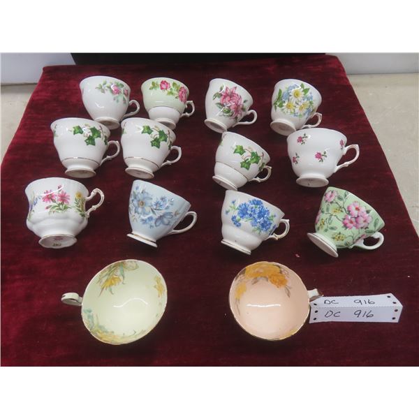 14 China Tea Cups, No Saucers (Colclough, Paragon, Aynsley, Foley)
