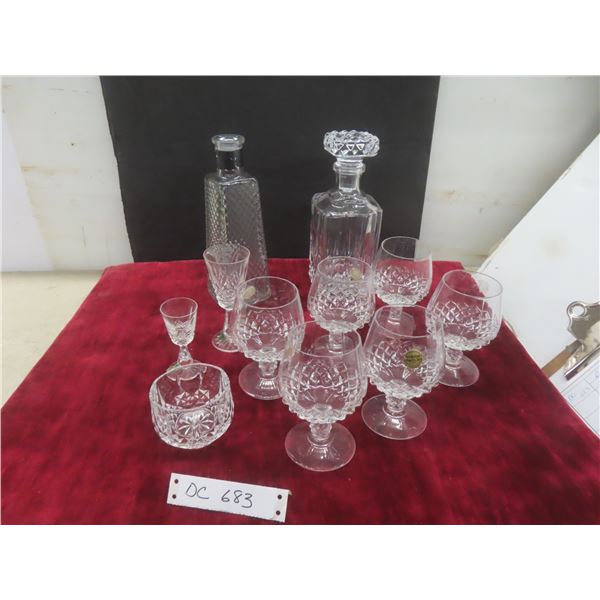 Crystal Decanter, Brandy Snifters – Qty 6, Cordial Glasses and More